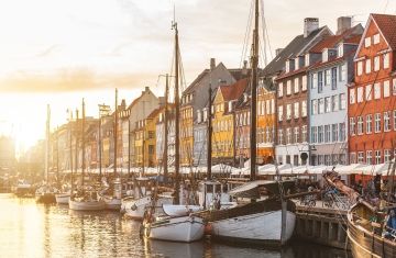 Copenhagen sailboats at sunset